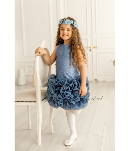 Детское праздничное платье Мадина, цвет джинсовый Детское праздничное платье Мадина, цвет джинсовый