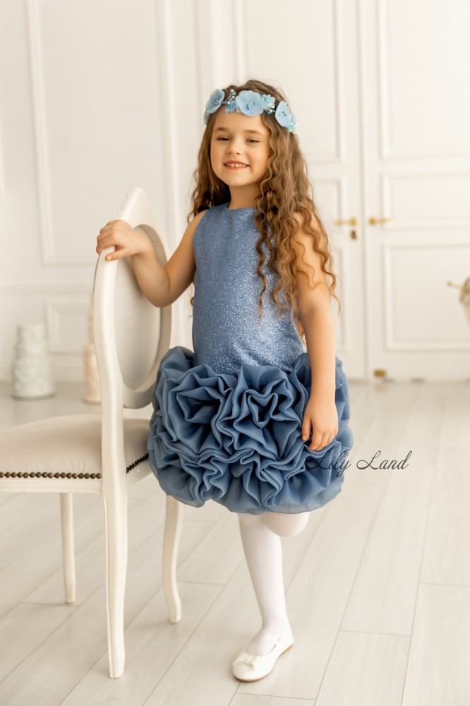 Детское праздничное платье Мадина, цвет джинсовый Детское праздничное платье Мадина, цвет джинсовый