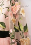 Комплект святкових сконь для мами і донечки, Квіткова сукня персикового кольору