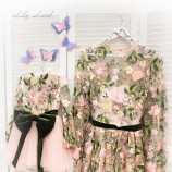 Комплект нарядных платьев, цветочное платье персикового цвета