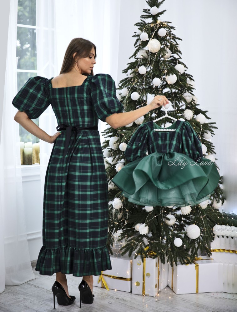 Комплект нарядных платьев Новый год 3, цвет зеленый