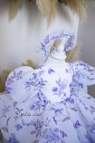 Детское нарядное платье Лори в цветочный принт с лавандовим бантом