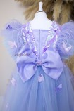 Детское нарядное платье Арин с отделкой из пайеток, цвет голубой с лавандой и бабочками