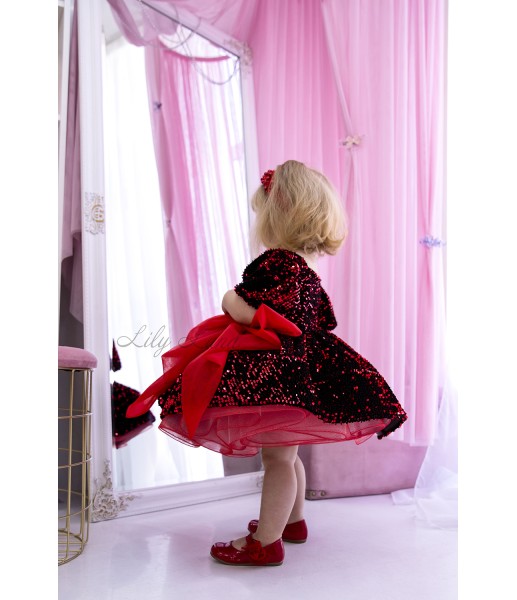 Детское нарядное платье Викки, цвет черный с красным