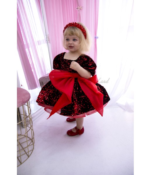 Дитяча святкова сукня Віккі, колір чорний з червоним