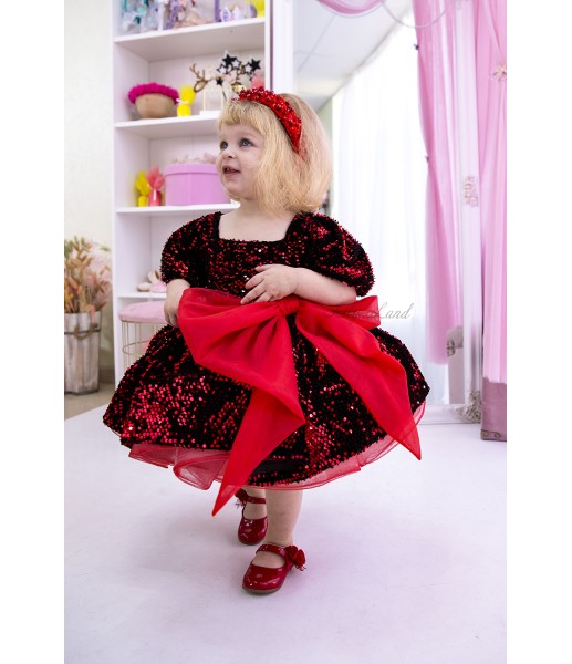 Детское нарядное платье Викки, цвет черный с красным