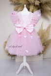 Детское нарядное платье Арин с отделкой из пайеток, цвет розовый с бабочками