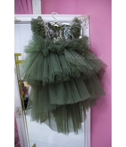 Детское нарядное платье Келли, цвет шафраново-зелёный