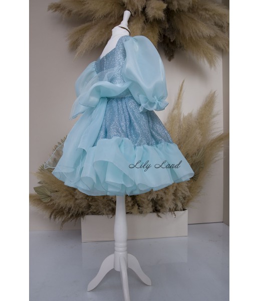 Детское нарядное платье Адель с блестящим глитером, цвет мята