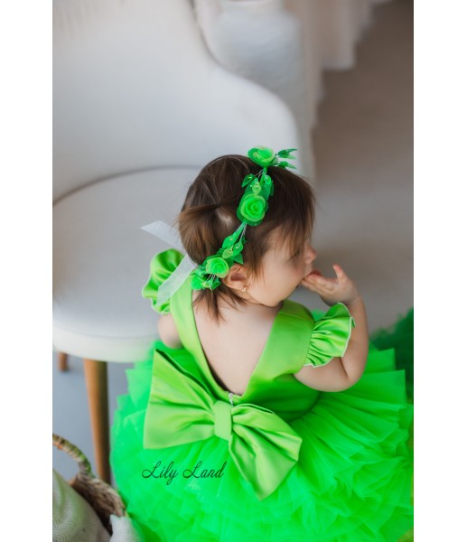 Детское нарядное платье Роза, цвет салатовый градиент