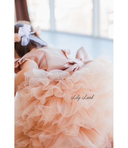 Детское нарядное платье Роза, цвет капучино