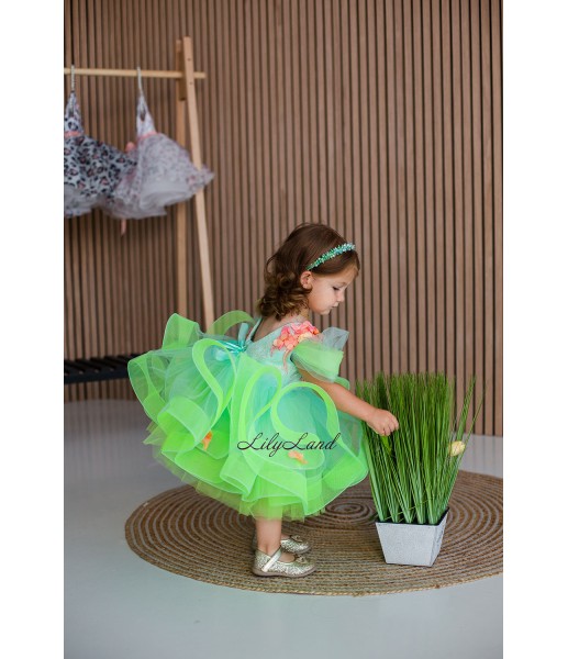 Детское нарядное платье Гаваи New, цвет зеленый