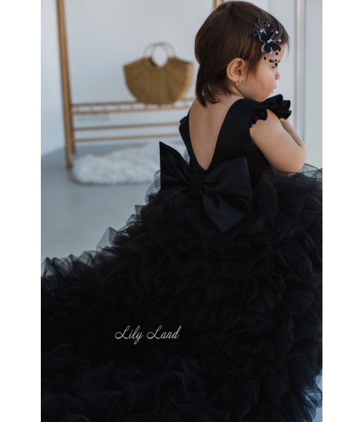 Детское нарядное платье Роза, цвет черный