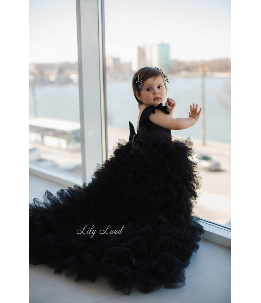 Детское нарядное платье Роза, цвет черный