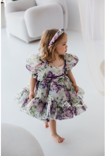 Дитяча святкова сукня Марсель, з пильно лавандовим квітковим принтом