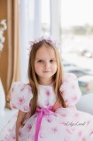 Дитяча святкова сукня Ліана з рукавами-ліхтариками, квітковий принт з рожевим пояском