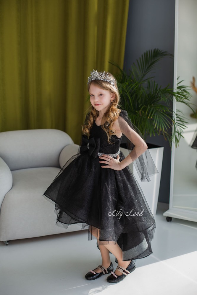 Детское нарядное платье Ливия, в черном цвете