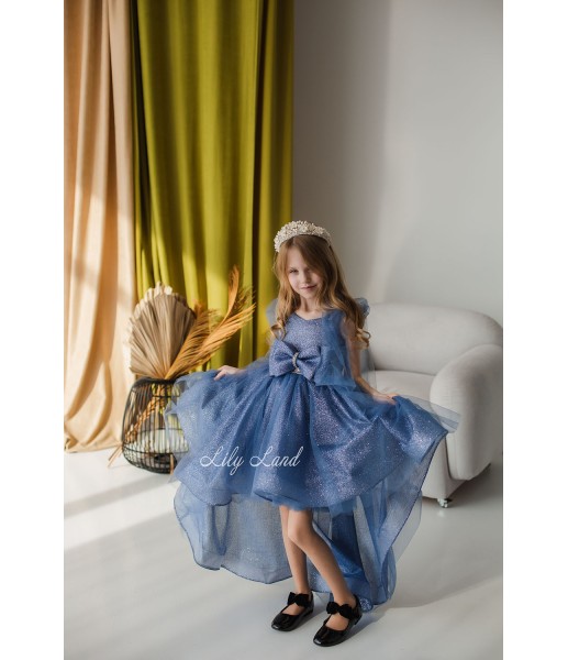Детское нарядное платье Ливия, в цвете джинс