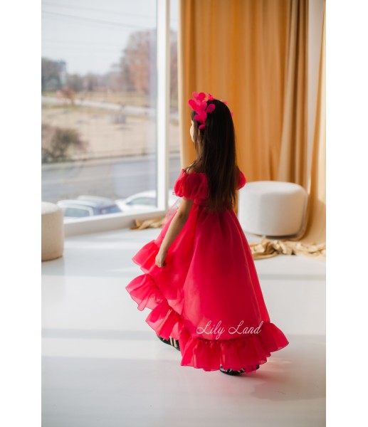 Детское нарядное платье Сабрина, в малиновом цвете