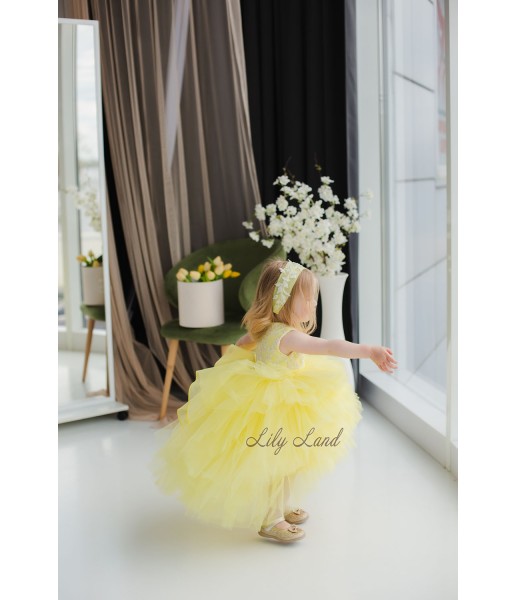 Детское нарядное платье Кристи, цвет желтый