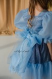 Детское нарядное платье Адель с блестящим глитером, цвет синий джинс