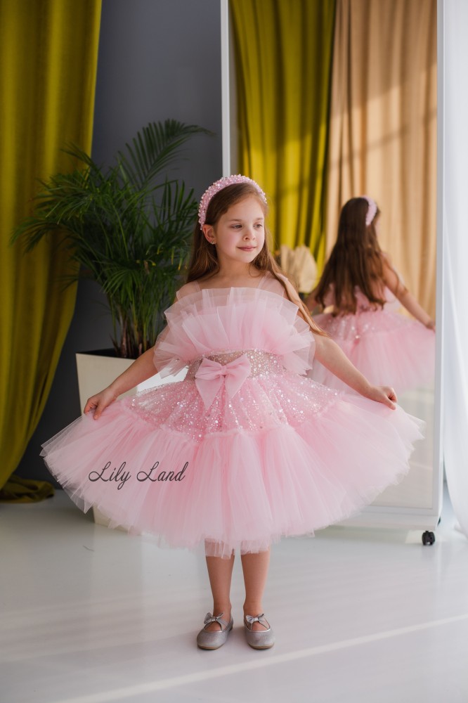 Детское нарядное платье Маргарет в нежно-розовом цвете