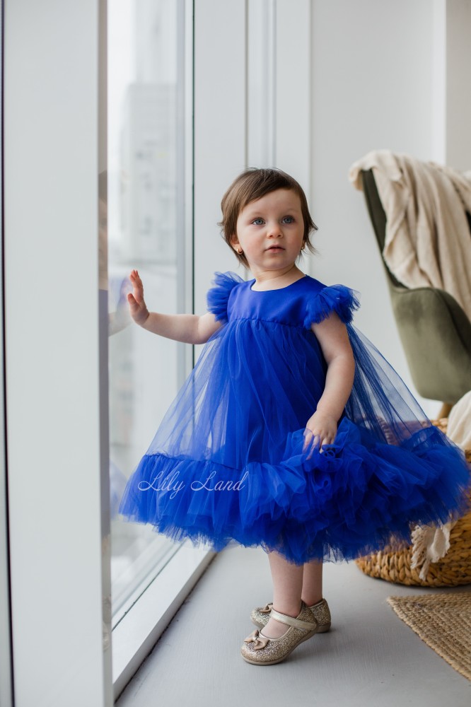 Детское платье Белль, в синем цвете