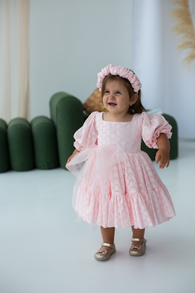 Дитяча святкова сукня Марсель з прошви, колір рожевий