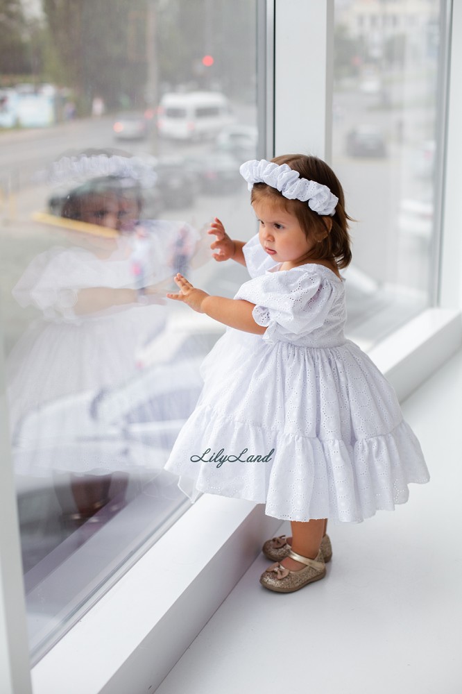 Детское нарядное платье Марсель из прошвы, цвет белый
