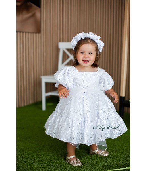 Дитяча святкова сукня Марсель з прошви, колір білий