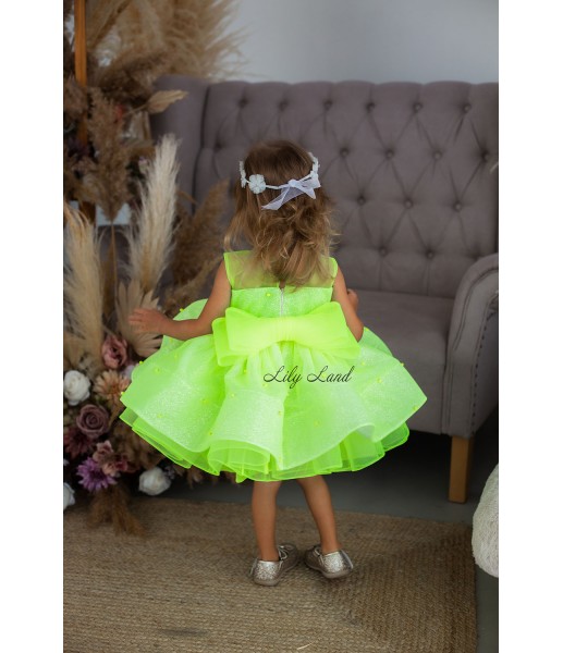 Детское нарядное платье Бусье с бусинками, цвет лимон