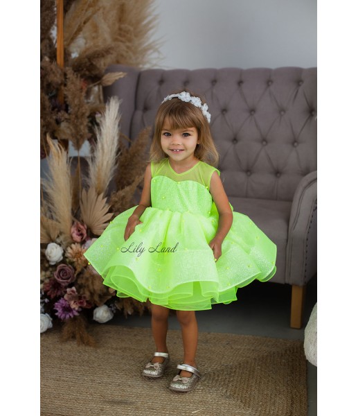 Дитяча святкова сукня Бусьє з намистинками, колір лимон