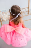 Дитяча святкова сукня Бусьє з намистинками, колір яскраво-рожевий