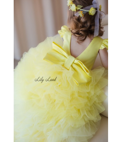 Детское нарядное платье Роза, цвет желтый с градиентом