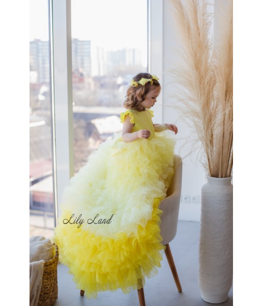 Детское нарядное платье Роза, цвет желтый с градиентом