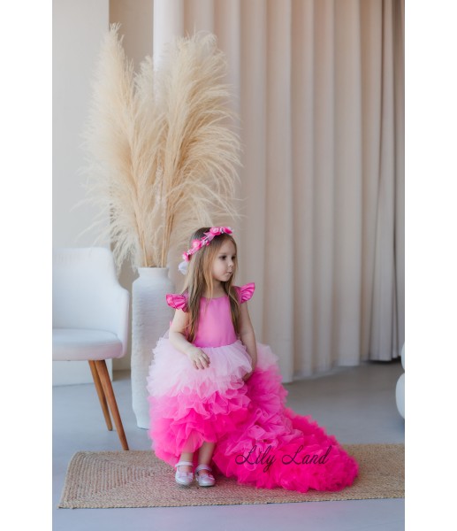 Детское нарядное платье Роза, цвет розовый градиент
