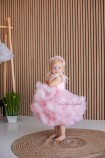 Детское нарядное платье Облако, цвет Розовый с перьями