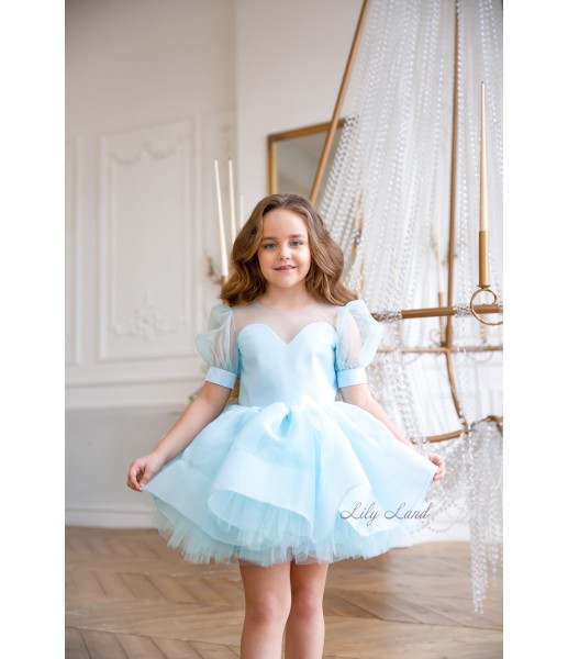 Детское нарядное платье Алиса, цвет голубой