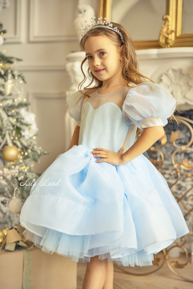 Дитяча святкова сукня Аліса, в блакитному кольорі з блискучим топом