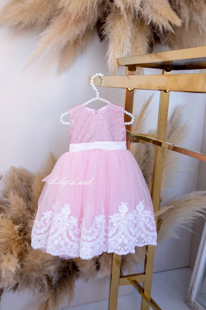 Детское платье Амели, в цвете розовый
