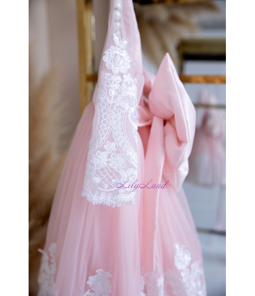 Детское платье Амели, в цвете розовый с рукавчиком
