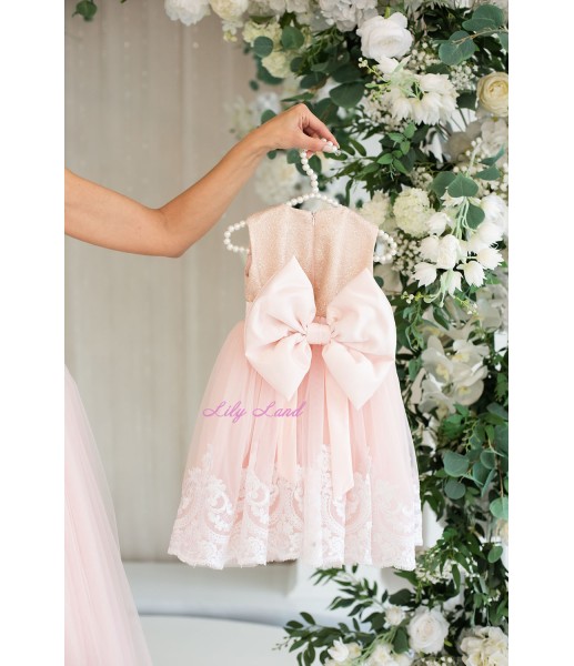 Детское платье Амели, в цвет золото и розовый