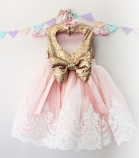 Детское платье Амели, цвет розовый и золото