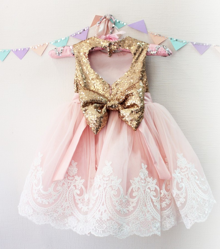Дитяча святкова сукня Амелі, в кольорі золото і рожевий