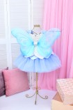 Детское нарядное платье Бабочка с крыльями, цвет голубой