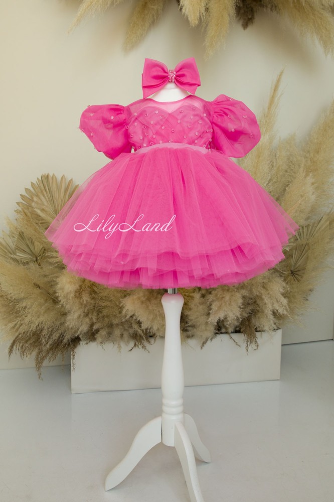 Дитяча святкова сукня Барбара, колір яскраво-рожевий
