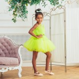 Детское нарядное платье Барби, цвет желтый неон