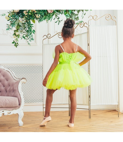 Детское нарядное платье Барби, цвет желтый неон