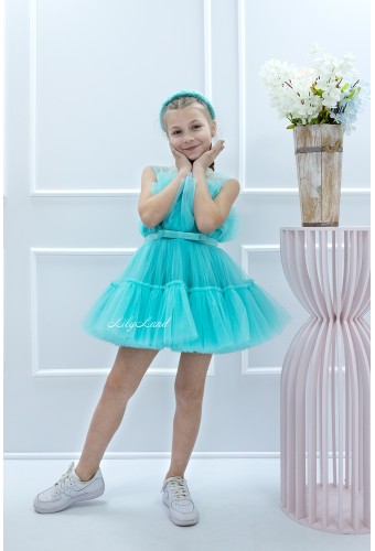 Детское нарядное платье Барби, цвет Тиффани