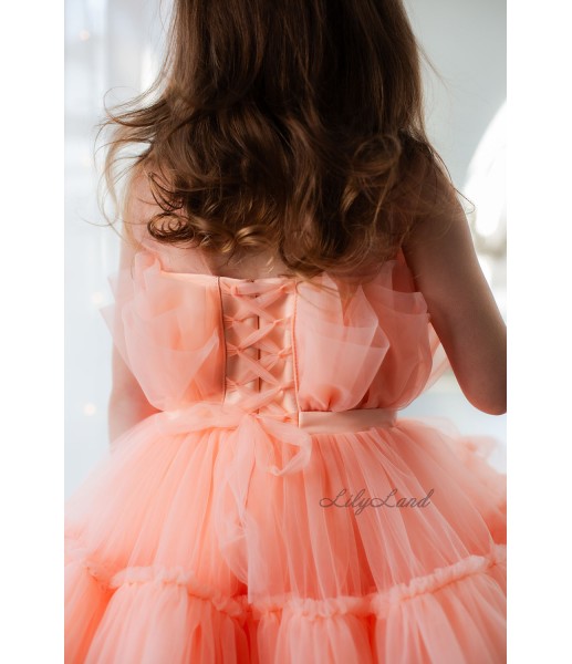 Детское нарядное платье Барби, цвет персик
